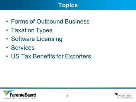 Mark A. Nicastro, CPA, MST Partner & Practice Leader Emerging Growth Business Services ParenteBeard LLC Tax Tips for Development & Deals Next Generation.