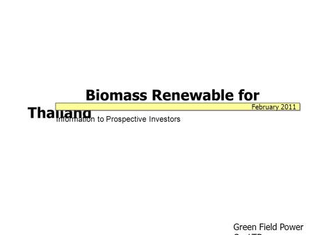 Biomass Renewable for Thailand