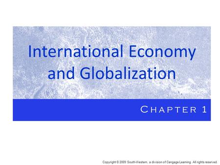 International Economy and Globalization