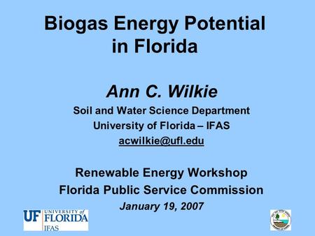 Biogas Energy Potential in Florida