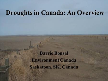 Droughts in Canada: An Overview