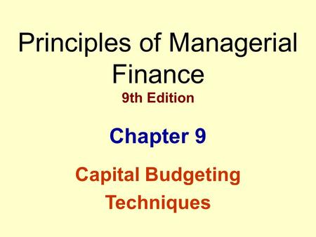 Principles of Managerial Finance 9th Edition