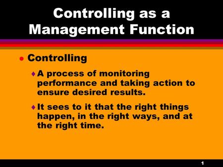 Controlling as a Management Function