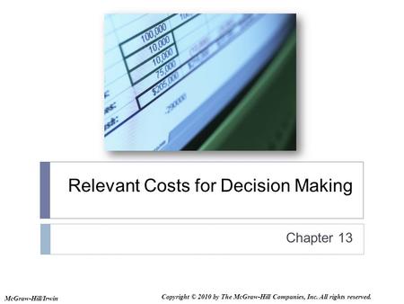 Relevant Costs for Decision Making