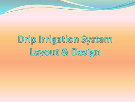 ADVANTAGES Water savings Crop response Labour savings Fertilizer savings Less weed growth Drip Irrigation System Layout & Design.