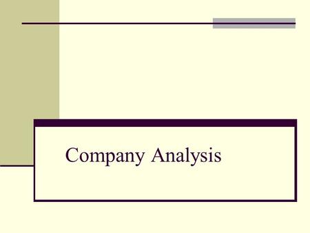 Company Analysis.