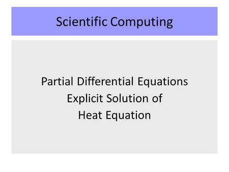 Partial Differential Equations