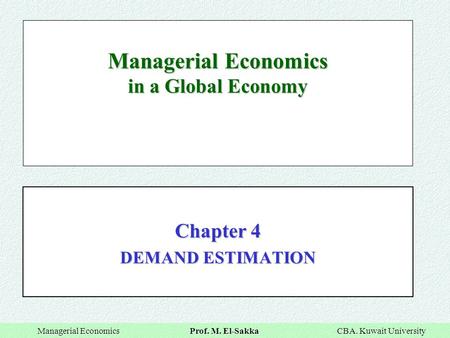 Managerial Economics in a Global Economy