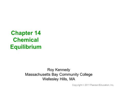 Chapter 14 Chemical Equilibrium