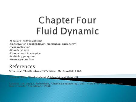 Chapter Four Fluid Dynamic