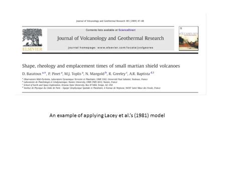 An example of applying Lacey et al.’s (1981) model.