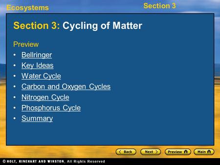 Section 3: Cycling of Matter