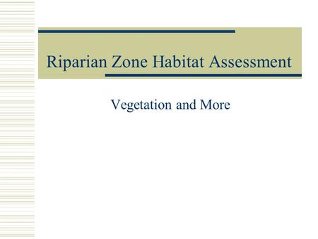 Riparian Zone Habitat Assessment Vegetation and More.