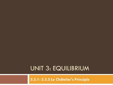 Le Châtelier's Principle