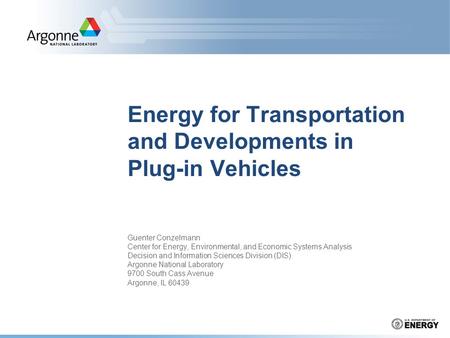 Energy for Transportation and Developments in Plug-in Vehicles