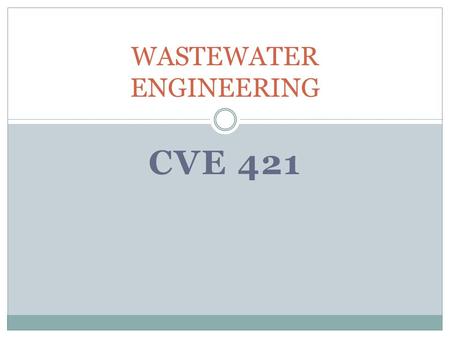 WASTEWATER ENGINEERING