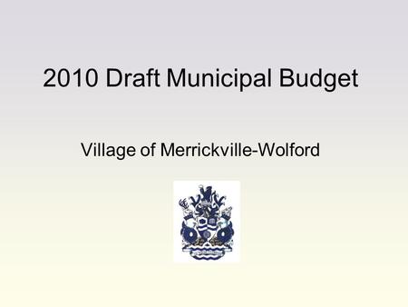 2010 Draft Municipal Budget