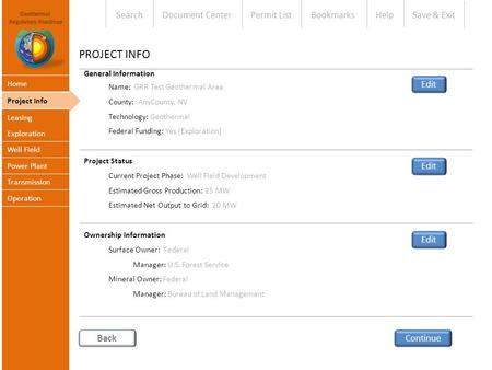 General Information Name: GRR Test Geothermal Area County: AnyCounty, NV Technology: Geothermal Federal Funding: Yes (Exploration) Project Status Current.