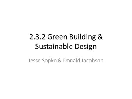 2.3.2 Green Building & Sustainable Design