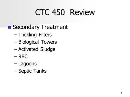 CTC 450 Review Secondary Treatment Trickling Filters Biological Towers