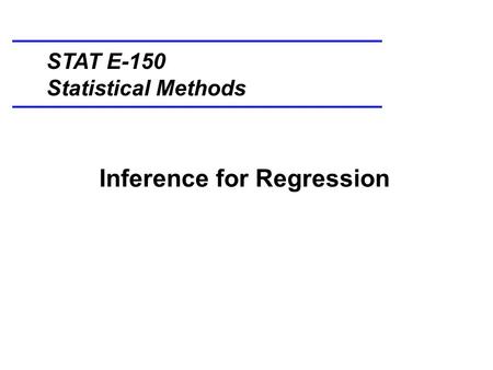 Inference for Regression