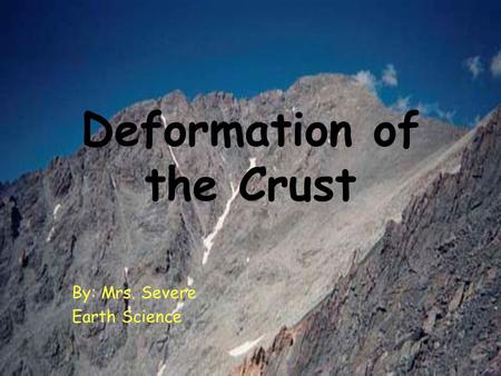 Deformation of the Crust