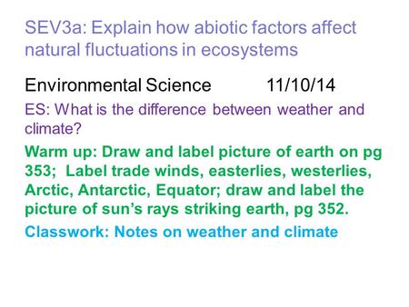 Environmental Science 11/10/14