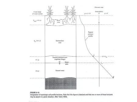 z = -50 cm, ψ = -100 cm, h = z + ψ = -50cm + -100cm = -150 cm Which direction will water flow? 25 cm define z = 0 at soil surface h = z + ψ = 0 + -200cm.