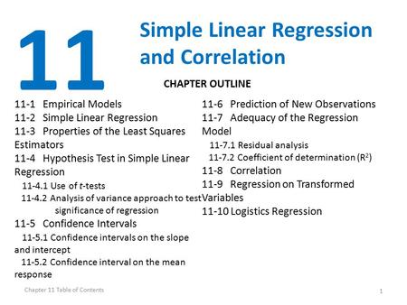 11 Simple Linear Regression and Correlation CHAPTER OUTLINE