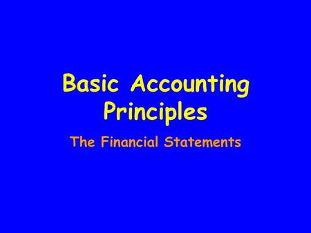 Basic Accounting Principles