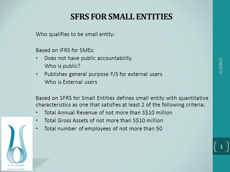 SFRS FOR SMALL ENTITIES