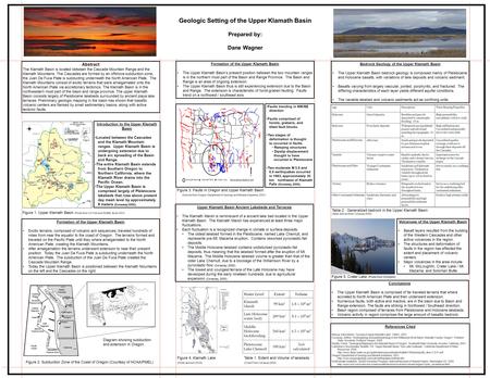 Abstract The Klamath Basin is located between the Cascade Mountain Range and the Klamath Mountains. The Cascades are formed by an offshore subduction zone,