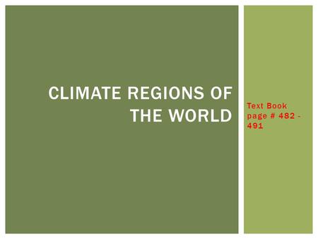 Climate Regions of the World