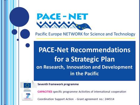 Seventh framework programme CAPACITIES specific programme Activities of international cooperation Coordination Support Action - Grant agreement no.: 244514.