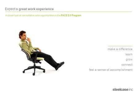 A closer look at consultative sales opportunities in the PACE 2.0 Program make a difference learn grow connect feel a sense of accomplishment Expect a.