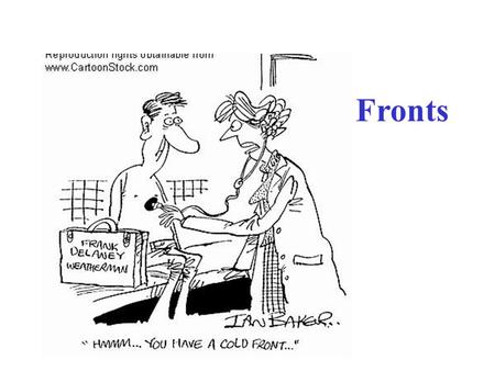 Fronts. Fronts are the boundaries between two air masses.