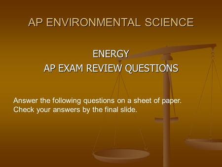 AP ENVIRONMENTAL SCIENCE