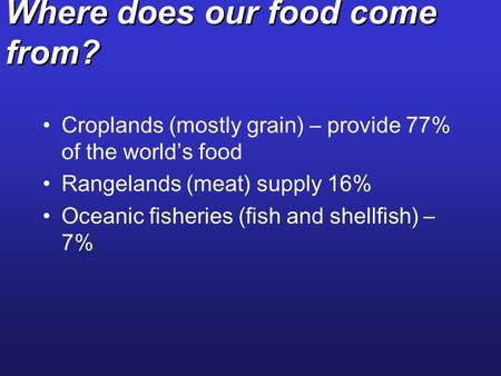 Where does our food come from?