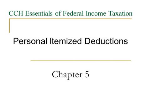 Personal Itemized Deductions