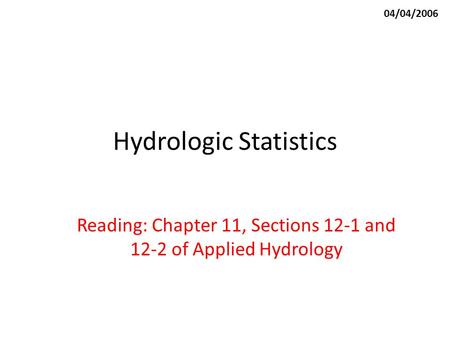 Hydrologic Statistics