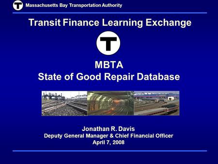 MBTA State of Good Repair Database