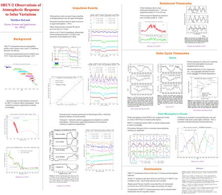 SBUV/2 Observations of Atmospheric Response to Solar Variations Matthew DeLand Science Systems and Applications, Inc. (SSAI) Background -SBUV/2 instruments.