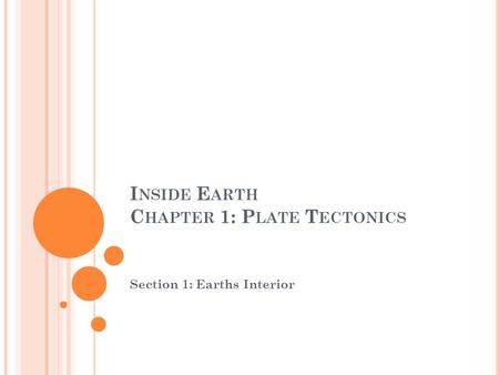 I NSIDE E ARTH C HAPTER 1: P LATE T ECTONICS Section 1: Earths Interior.