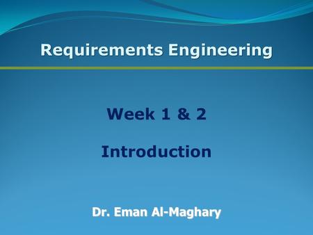 Requirements Engineering