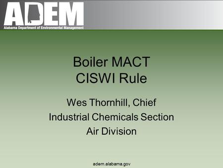 Wes Thornhill, Chief Industrial Chemicals Section Air Division