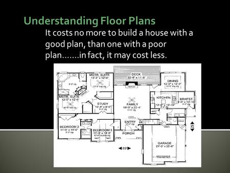 It costs no more to build a house with a good plan, than one with a poor plan…….in fact, it may cost less.