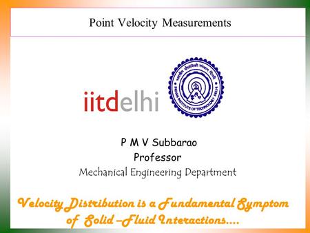 Point Velocity Measurements