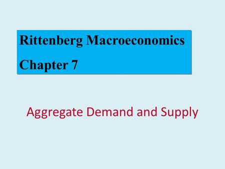 Aggregate Demand and Supply