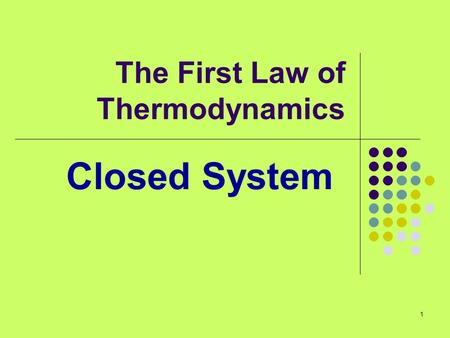 The First Law of Thermodynamics