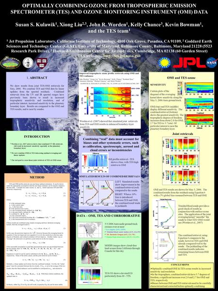 15% 1. ABSTRACT We show results from joint TES-OMI retrievals for May, 2006. We combine TES and OMI data by linear updates from the spectral residuals.